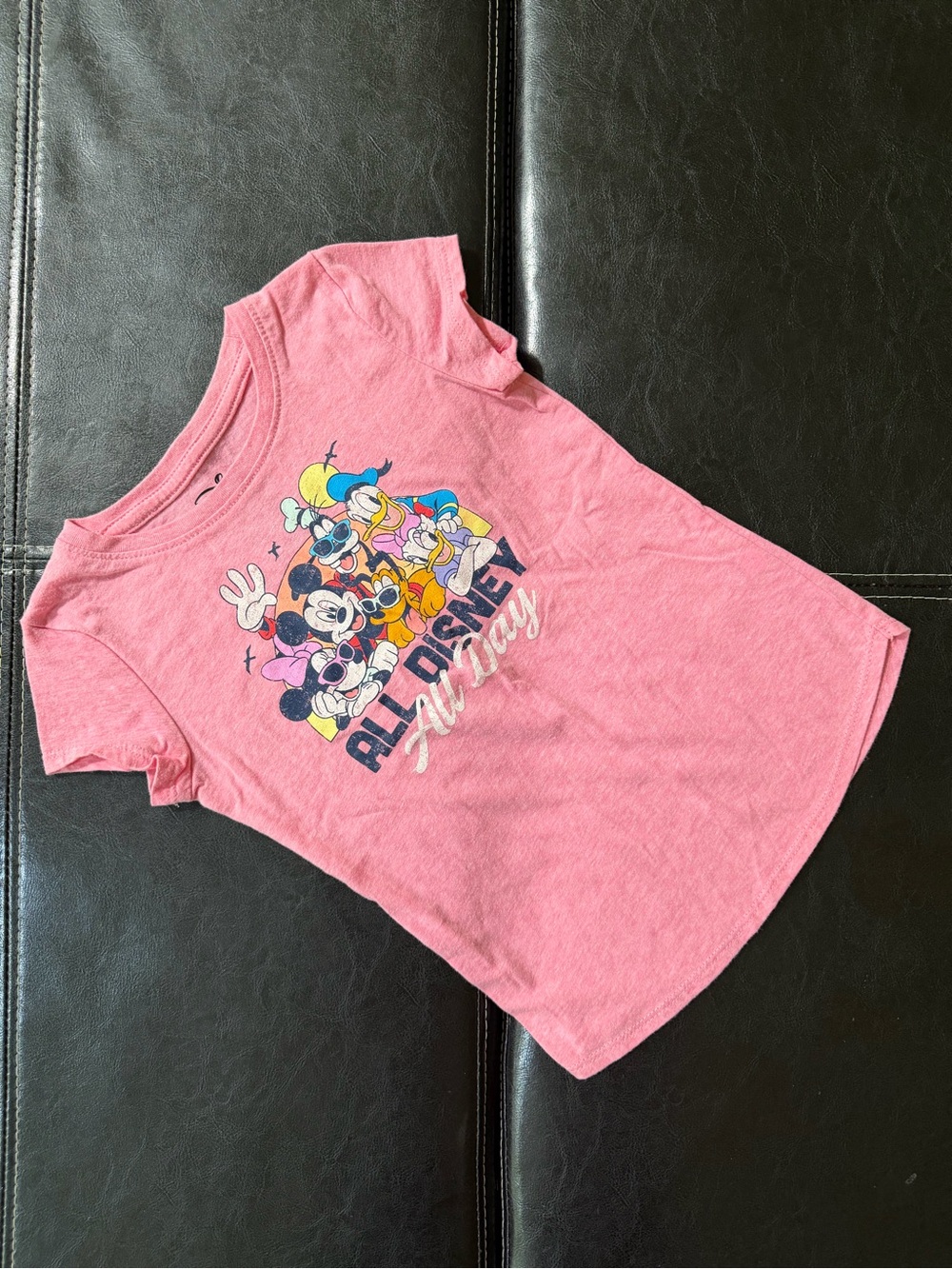 Disney - Pink Short Sleeve Tee with Classic Mickey & Friends Graphic